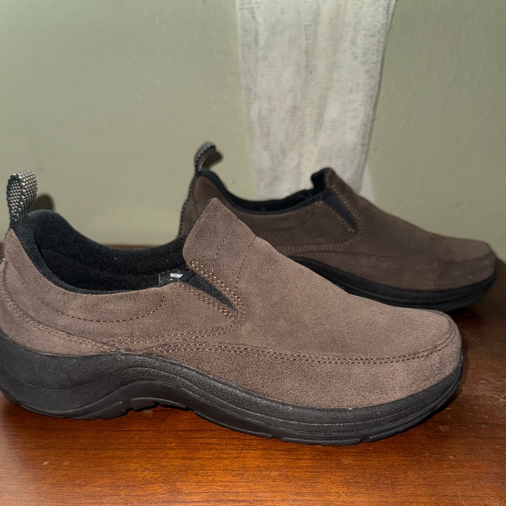 L.L. Bean Suede Light Blue Comfort Slip On Moccasins Women’s Shoes Size 8W - Picture 11 of 15